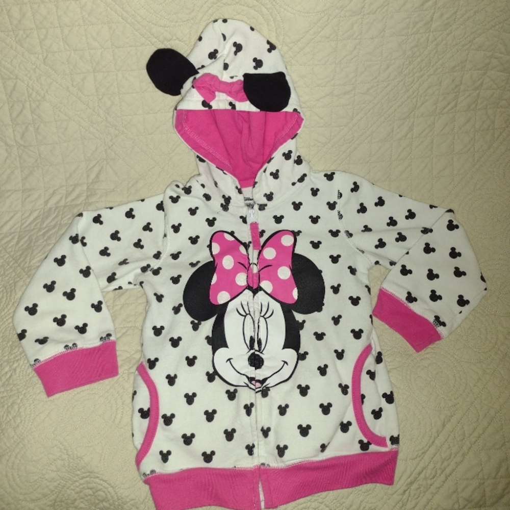 Disney Minnie Mouse Kids Hoodie - White and Pink